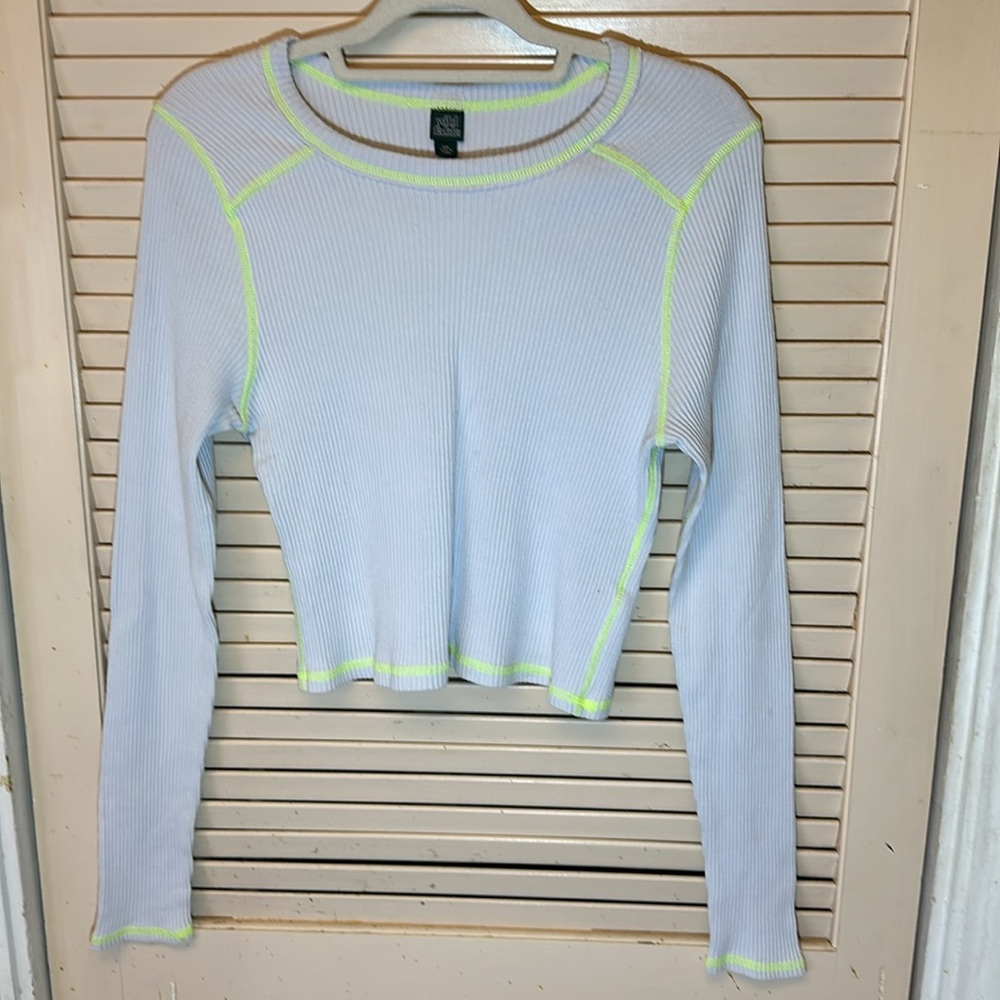 🌟Wild Fable Ribbed Long-sleeved Top with Neon Accents